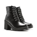 Coturno Molly Feminino Valentina com Metal Triangular Prata e Atacador - Preto