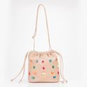 Bolsa em Couro Nude com Pedraria Colorida Simone
