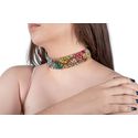 Colar Chocker com Bordado Colorido