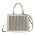 Bolsa em Couro Off White com Bordado de Pérola Bruna