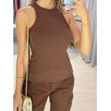 BLUSA CANELADA NADADORA MARROM