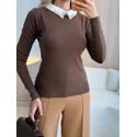 BLUSA MANGA LONGA PEDRARIA MARROM
