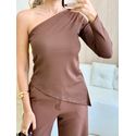 BLUSA CANELADA TATI MARROM