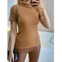 BLUSA TRICOT MANGA CURTA VIVI MARROM
