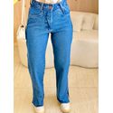 CALÇA WIDE LEG FENDA LASER JEANS ESCURO