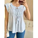 BLUSA MANGA CURTA POLIANA AZUL