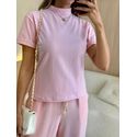 T-SHIRT BÁSICA ALGODÃO ROSA