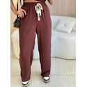 CALÇA PANTALONA LISTRAS LATERAL MARROM