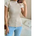 BLUSA ASSIMETRICA CANELADA NUDE