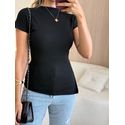 BLUSA ASSIMETRICA CANELADA PRETO