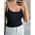 CROPPED CANELADO LIS PRETO