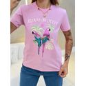BLUSA T-SHIRT TROPICAL ROSA