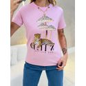 BLUSA T-SHIRT ONÇA ROSA