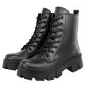 Bota Coturno Feminino Moderna Tratorada Zíper Lateral Preto