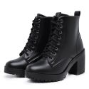 Bota Coturno Feminino Salto Médio Tratorada Macia Confortável Preto
