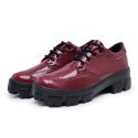 Oxford Casual Feminino Tênis Derby Sola Tratorada De Amarrar Bordô