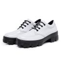 Oxford Casual Feminino Tênis Derby Sola Tratorada De Amarrar Branco