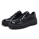 Sapato Oxford Feminino Mocassim Sola Tratorada Verniz Preto