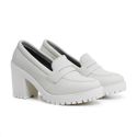 Mocassim Feminino Oxford Salto Alto Off White