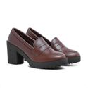 Mocassim Feminino Oxford Salto Alto Cappuccino