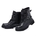 Bota Coturno Blogueira Rock Life Duas Fivelas Sola Blaqueada