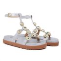Sandália Papete Aranha Birken Flat com Esferas Prata