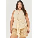 Short com Detalhe Bordado com Botão Flor - MySize - Sentir 