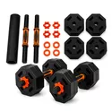 Kit Halteres Ajustáveis 20kg Barras Anilhas Academia Musculação Consport Preto e Laranja