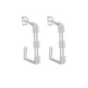 MEIA ARGOLA RETANGULAR 2 AROS DETALHE CRAVEJADO - New prata e cia