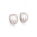 MEIA ARGOLA 6 AROS BOLINHA / LISO / ZIRCONIA ROSA - New prata e cia