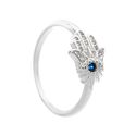 ANEL MÃO DE FÁTIMA COM ZIRCÔNIA AZUL / CRISTAL - New prata e cia