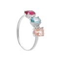 ANEL MEIA ALIANÇA ZIRCÔNIA COLORIDA ROSA / AZUL / ... - New prata e cia