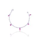 PULSEIRA 5 CORACAO ZIRCONIA ROSA PRATA 925 - New prata e cia