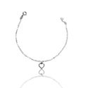 PULSEIRA CORACAO LISO VAZADA PRATA 925 - New prata e cia