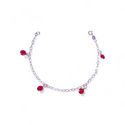 PULSEIRA INFANTIL 4 ZIRCONIA VERMELHO PRATA 925 - New prata e cia