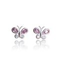 BRINCO INFANTIL BORBOLETA ZIRCONIA ROSA - New prata e cia