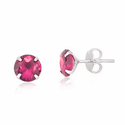 BRINCO ZIRCONIA REDONDO ROSA ESCURO 6MM - New prata e cia