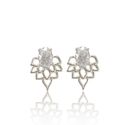 BRINCO FLOR DE LÓTUS COM ZIRCONIA - New prata e cia