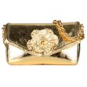 Bolsa Orcade Flor Couro Bala Ouro