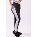 CALÇA LEGGING COS ANATOMICO COM RECORTES E BOLSOS LATERAIS- PRETO COM AZUL BIC E BRANCO