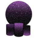 Capa Painel + Trio Capas Cilindros Sublimados Tema Glitter Roxo 2143