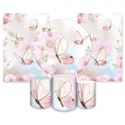 Kit Capa Painel Redondo + 2unid Capa Retangular + Trio Capas Cilindros Tema Borboleta 4106