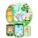Capa Painel + Trio Capas Cilindros Sublimados Tema Safari / Infantil / Floresta / Bichinhos / Selva / Menino / Baby 730