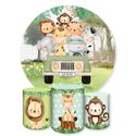Capa Painel + Trio Capas Cilindros Sublimados Tema Safari / Infantil / Bichinhos / Selva / Floresta / Verde / Menino 357