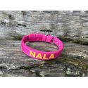 COLEIRA BABY PERSONALIZADA 3cm rosa com nome em amarelo petróleo