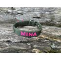 COLEIRA BABY PERSONALIZADA 3cm militar com nome em rosa pink