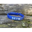 COLEIRA BABY PERSONALIZADA 3cm azul bic com nome em azul bebê