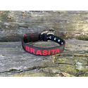 COLEIRA BABY PERSONALIZADA 3cm preto com nome em vermelho
