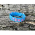 COLEIRA BABY PERSONALIZADA 3cm azul com nome em rosa