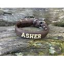 COLEIRA BABY PERSONALIZADA 3cm marrom com nome em dourado